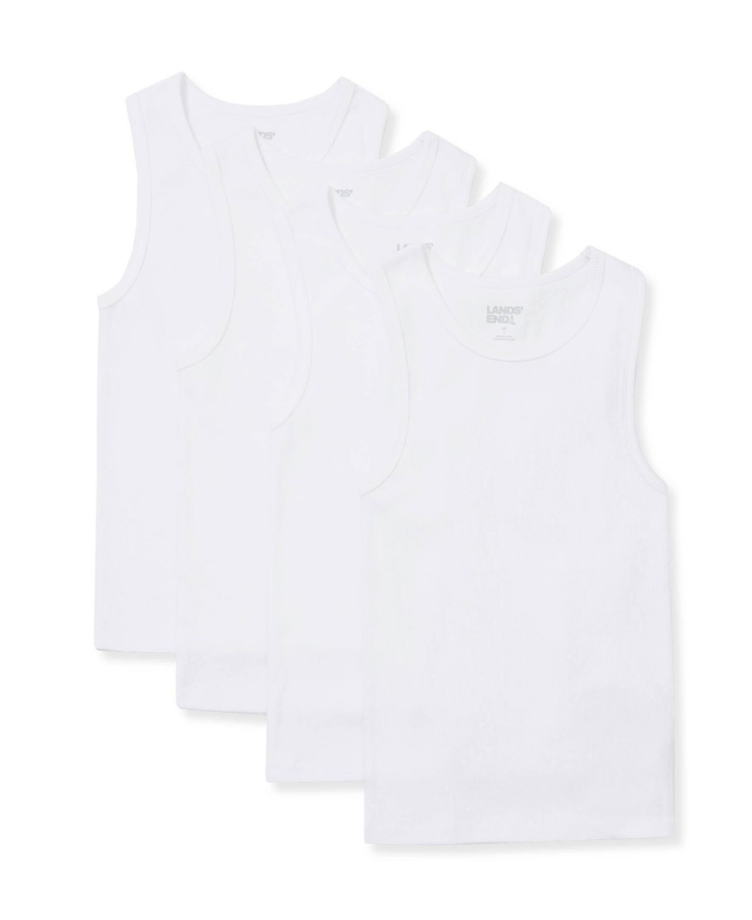 Boys' 4-20 Ribbed Cotton Tank Tops, 4-Pack