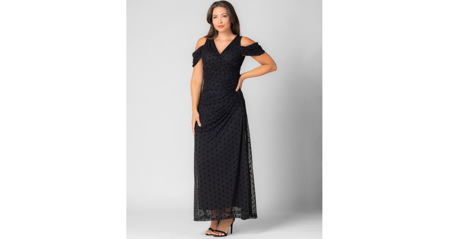Women's Seraphina Cold-Shoulder Mesh Gown