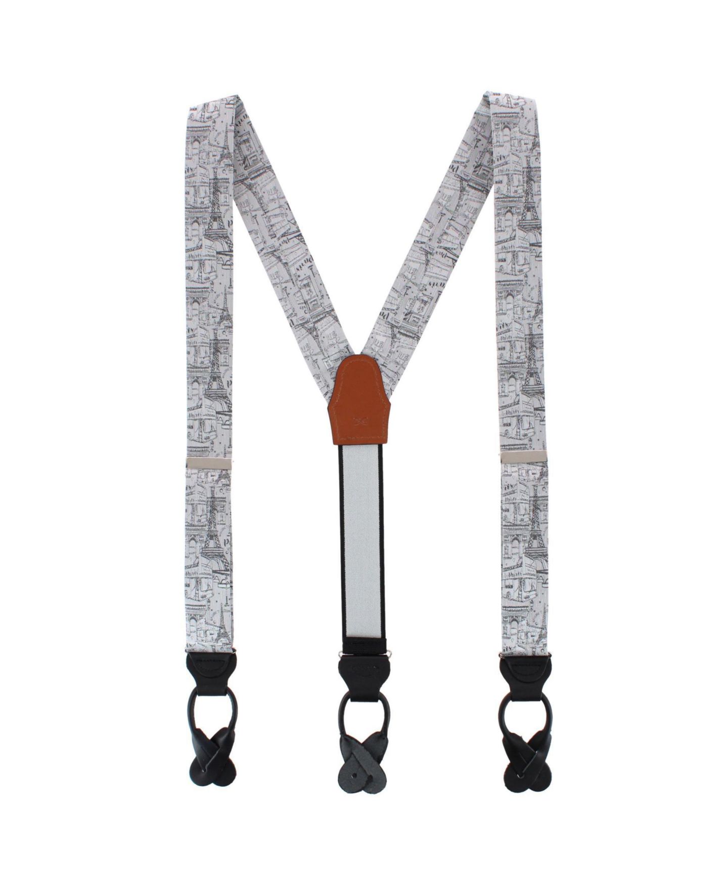 Мужские подтяжки TRAFALGAR Paris Cityscape Escape Silk Novelty Suspenders, цвет: Серебряный — фото 1