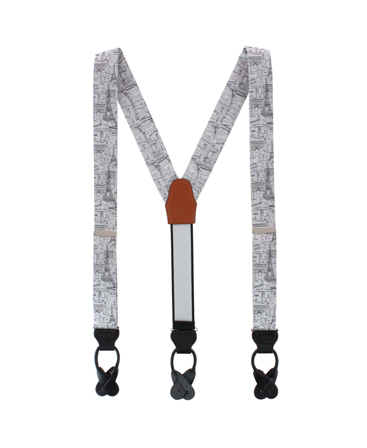 Trafalgar Paris Cityscape Escape Silk Novelty Suspenders - Silver
