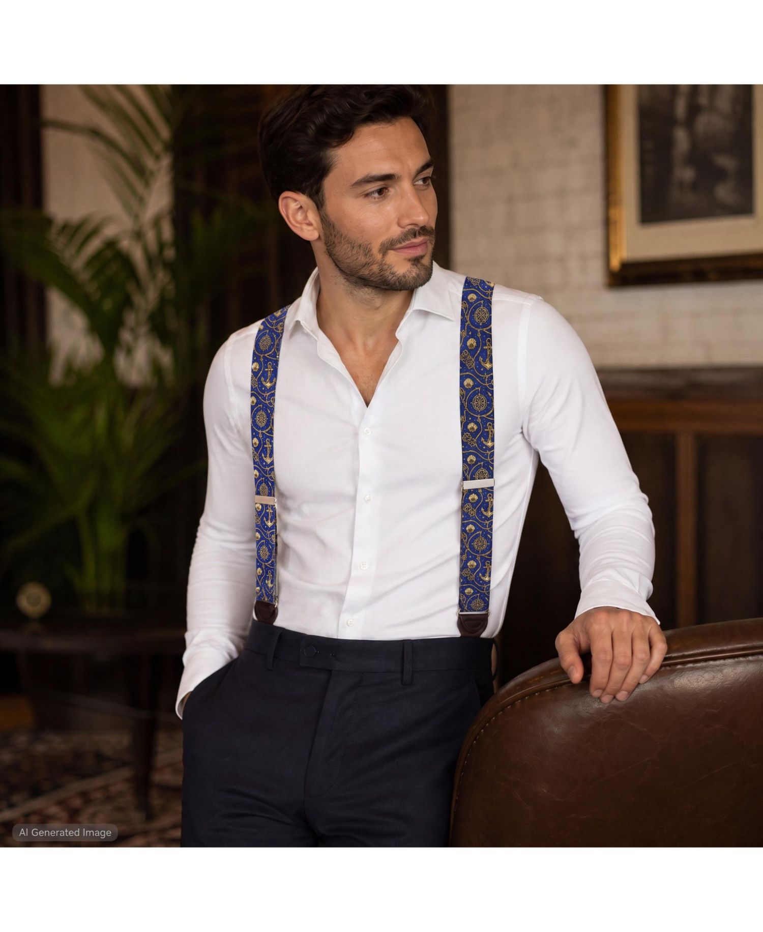Silk Novelty Leather Button End Suspenders