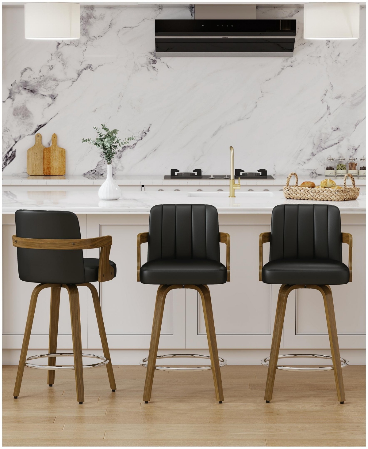 Bekrvio 26" Mid-Century Swivel Counter Height Bar Stools