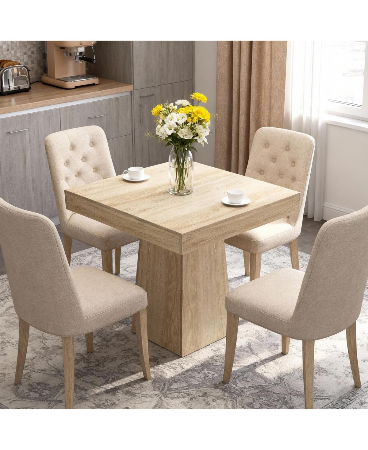 homfan Square Dining Table for 4 Kitchen and Dining Room Small Spaces
