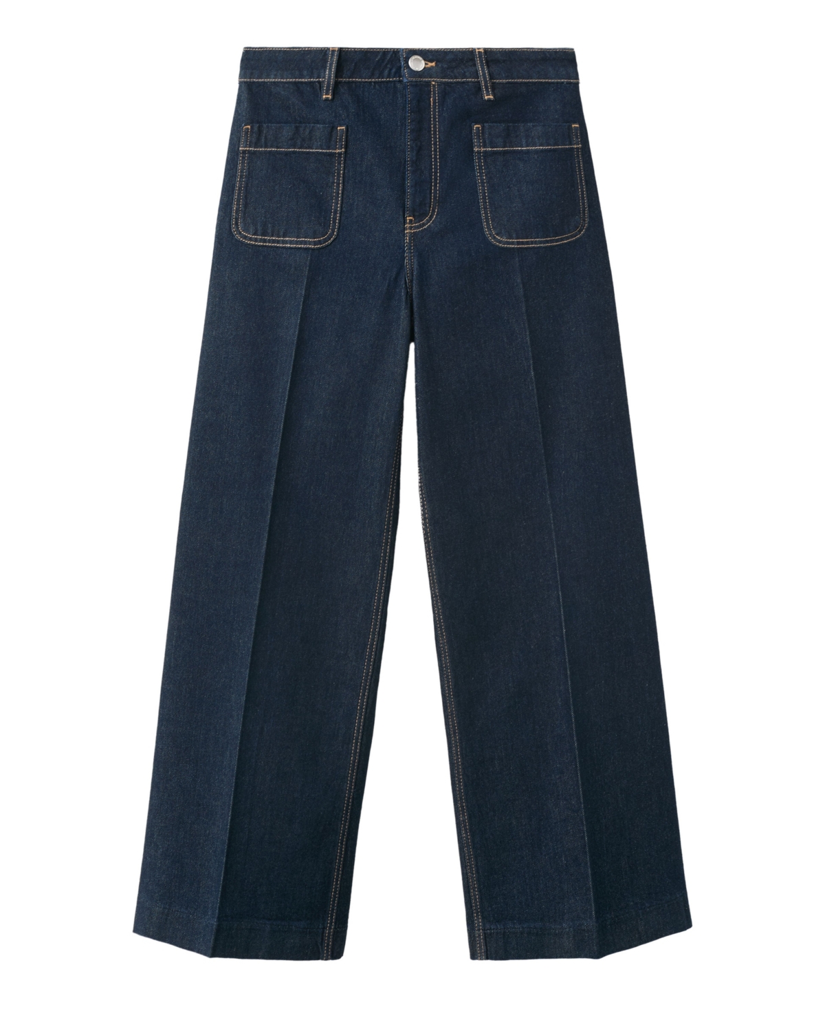 Mango Women's High-Rise Wide-Leg Jeans - Open Blue