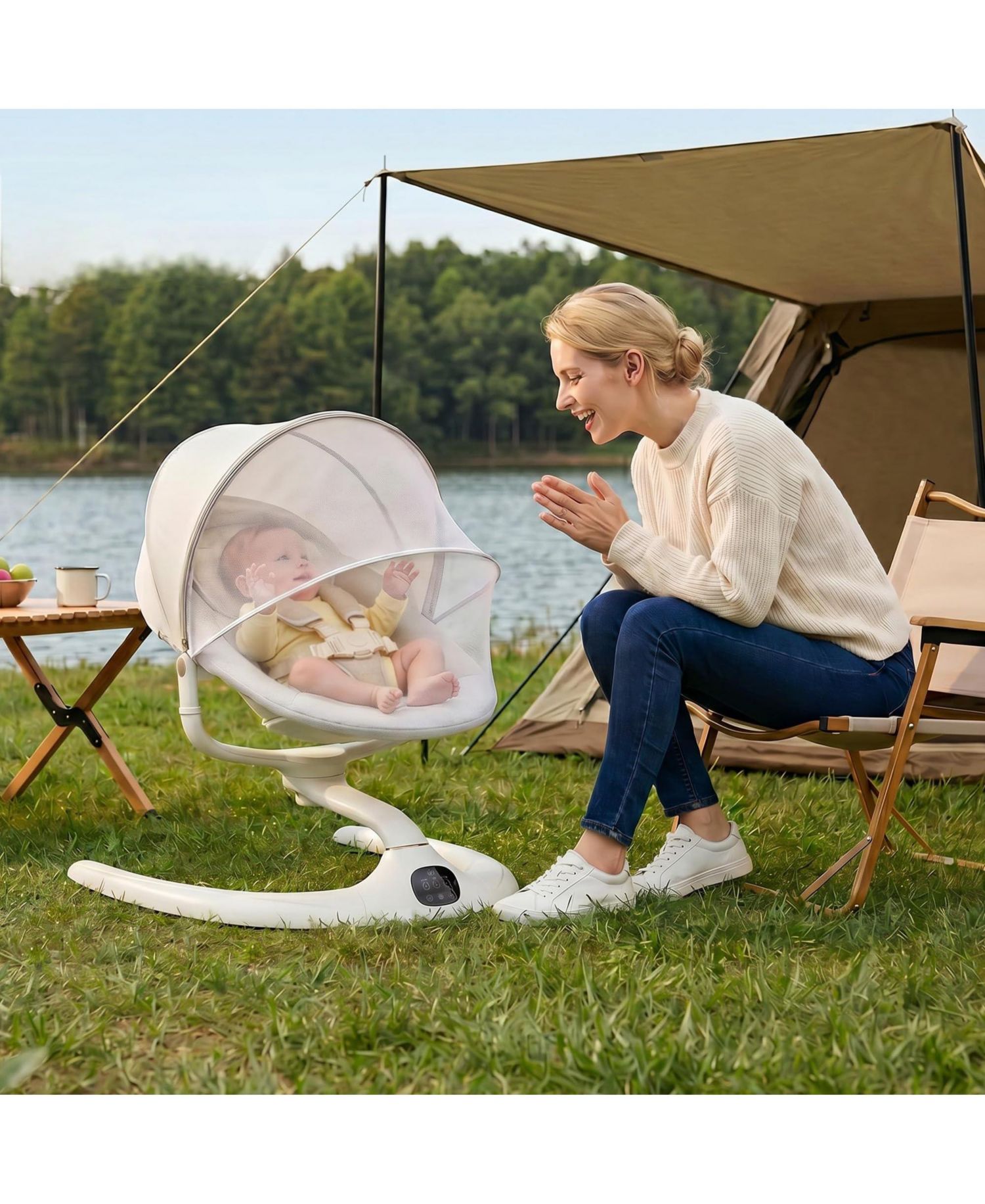 Motorized Sturdy Steel Frame Swing
