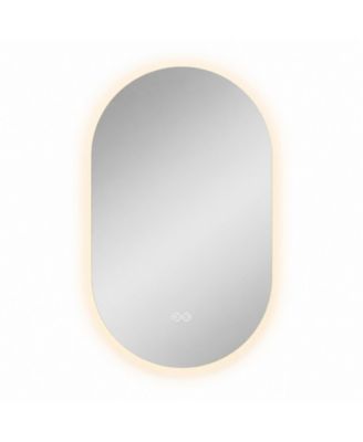 Capsule LED Backlit Bathroom Mirror Anti-Fog Vanity Mirror with 3 Color Temperatures Mount Modern Wall Mounted Makeup Mirror for Bathroom