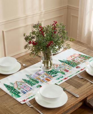 Spice Village Christmas Embroidered Centerpiece, 14" x 36"