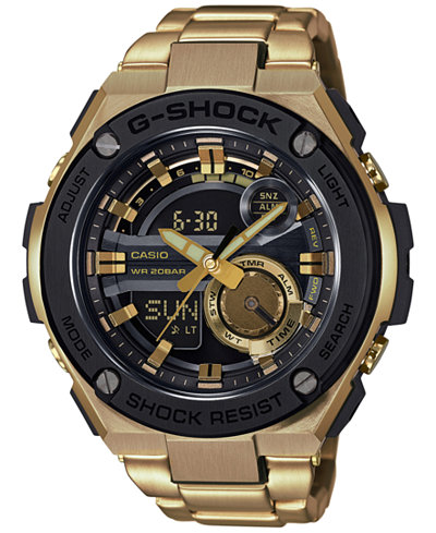 G-Shock Men's Analog-Digital G-Steel Gold-Tone Ion-Plated Stainless Steel Bracelet Watch 52x59mm GST210GD-1A