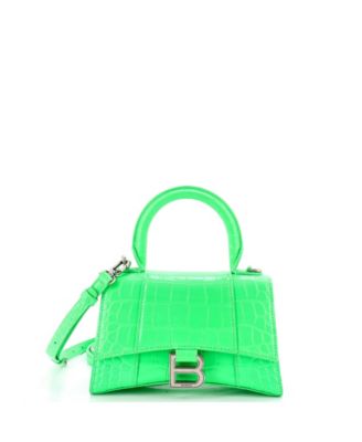 Hourglass Top Handle Leather Shoulder Bag