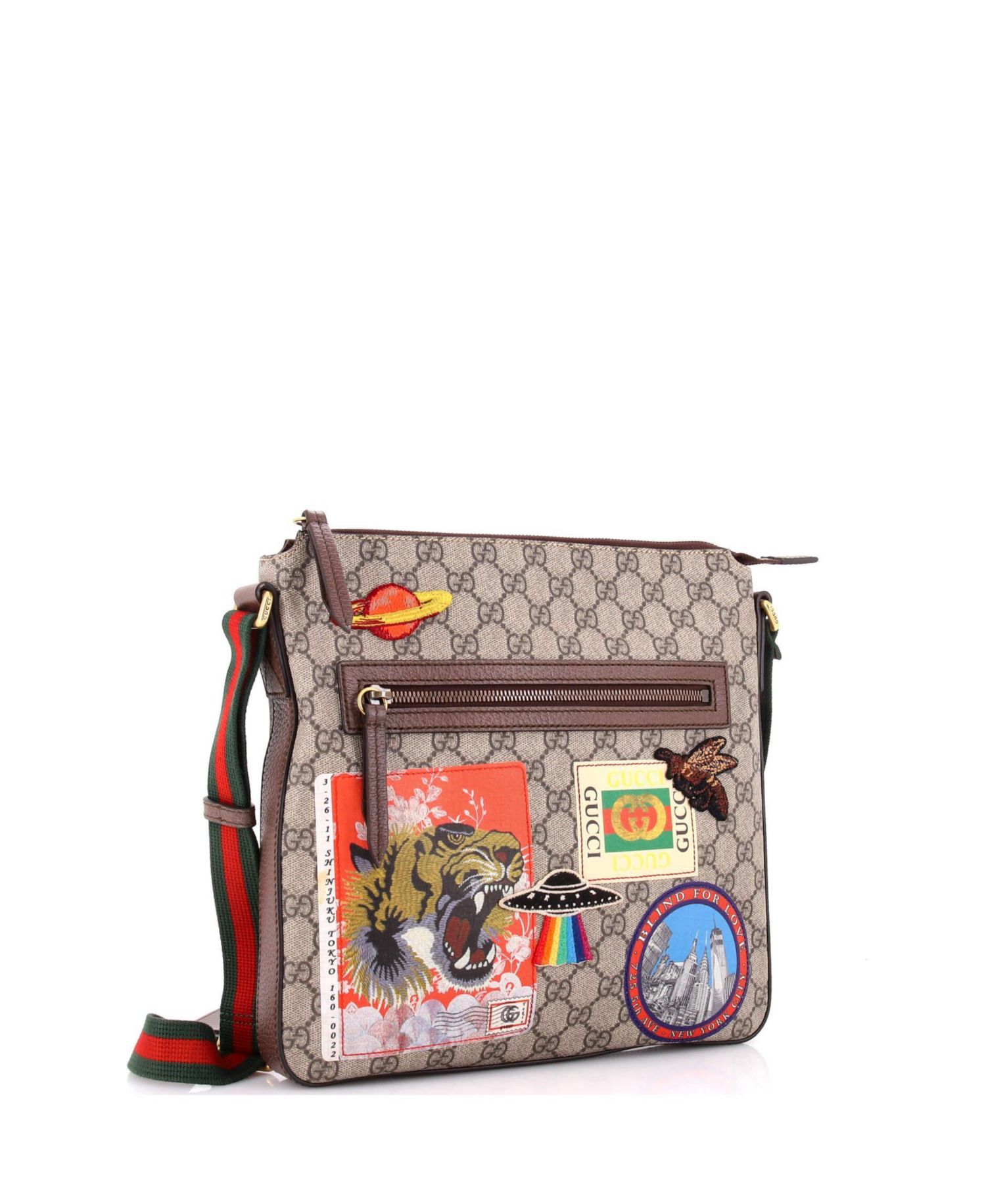 Medium Courrier Zip Messenger GG Coated Canvas with Applique