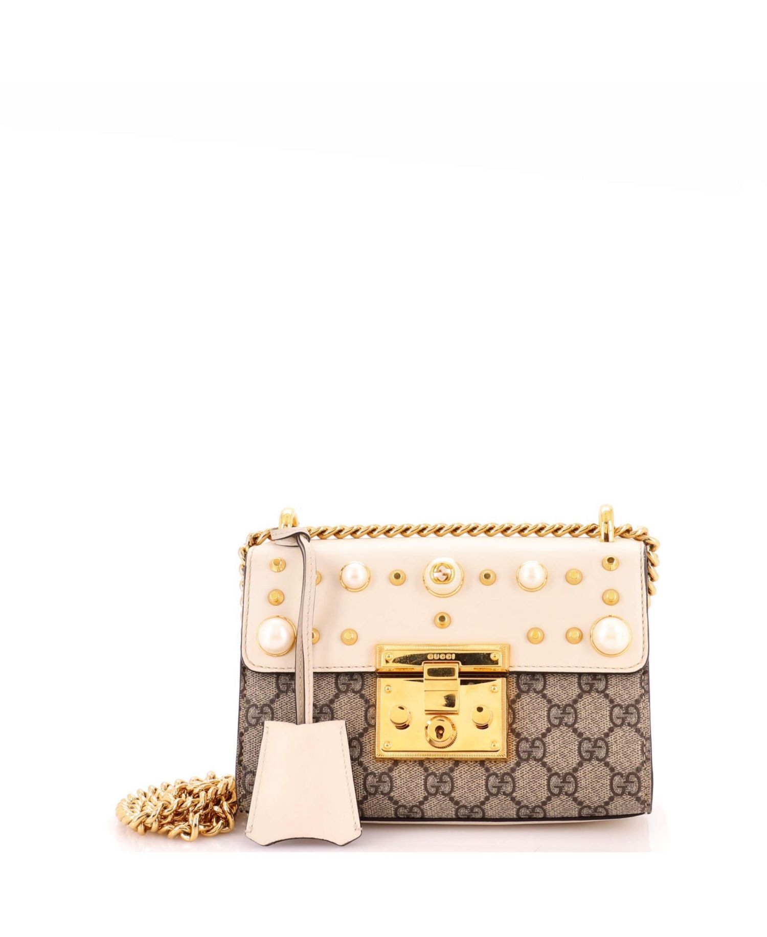 Small Studded Pearly Padlock Shoulder Bag