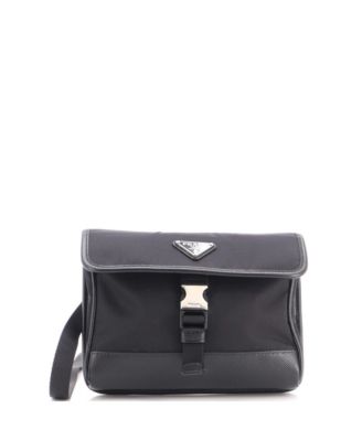 Small Buckle Flap Crossbody Bag Re-Nylon and Leather