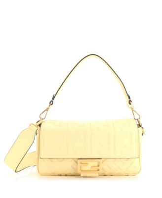 Medium Zucca Embossed Leather Baguette Shoulder Bag