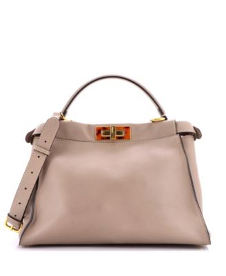 Peekaboo Leather Tortoise-Detail Satchel