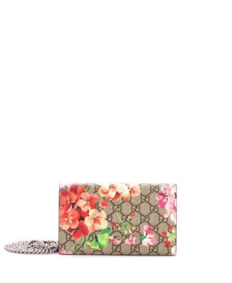 Gucci Dionysus Blooms Print GG Coated Canvas Wallet on a Chain