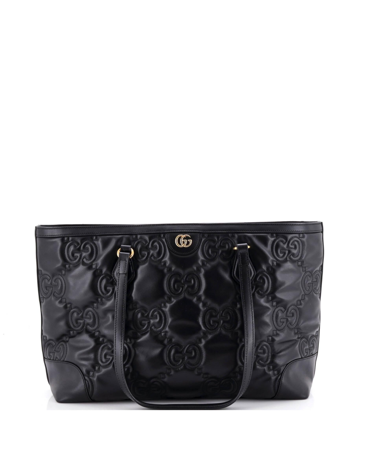 Pre-Owned Gucci Medium Ophidia Open Tote Gg Matelasse Leather - Black