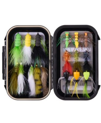 18 Piece Bass Fly Fishing Flies Assortment With Waterproof Storage Box