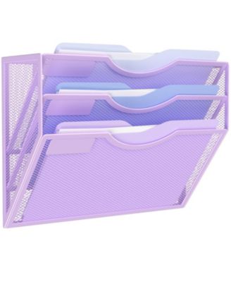 Wall File Organizer 5 Vertical Pockets Metal Wall Mounted Holder