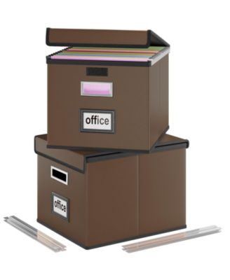 Collapsible Linen File Organizer Box With Lid Hanging Folder Storage