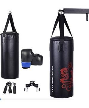 Punching Bag Set, 5-Piece 40 lb Filled Boxing Kit with PU Heavy Bag, Gloves, Jump Rope, Hanging Hook and Carry Backpack