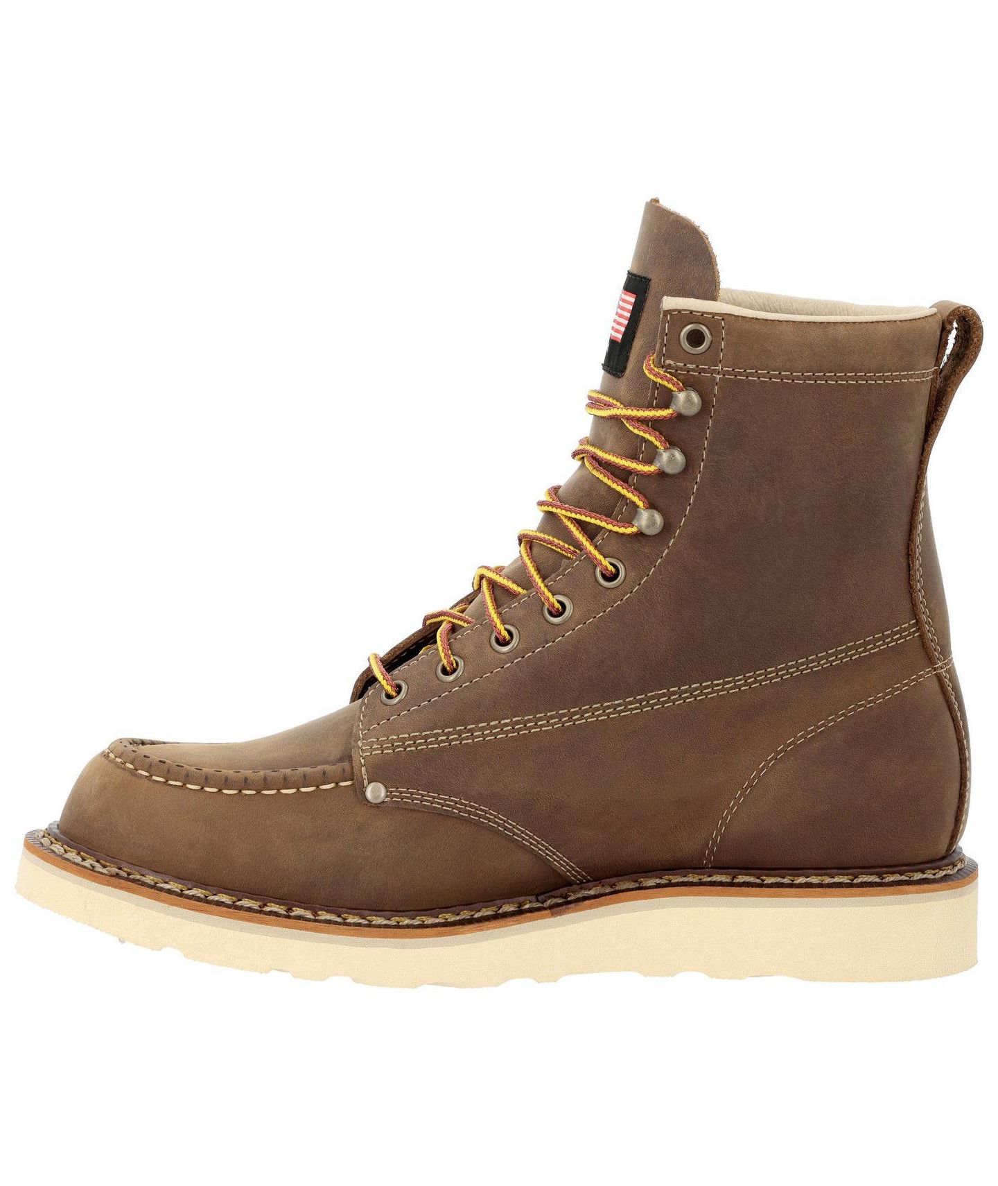 Мужские ботинки ROCKY Heritage 32 8-Inch Moc Toe Leather Work Boots, цвет: Коричневый — фото 6