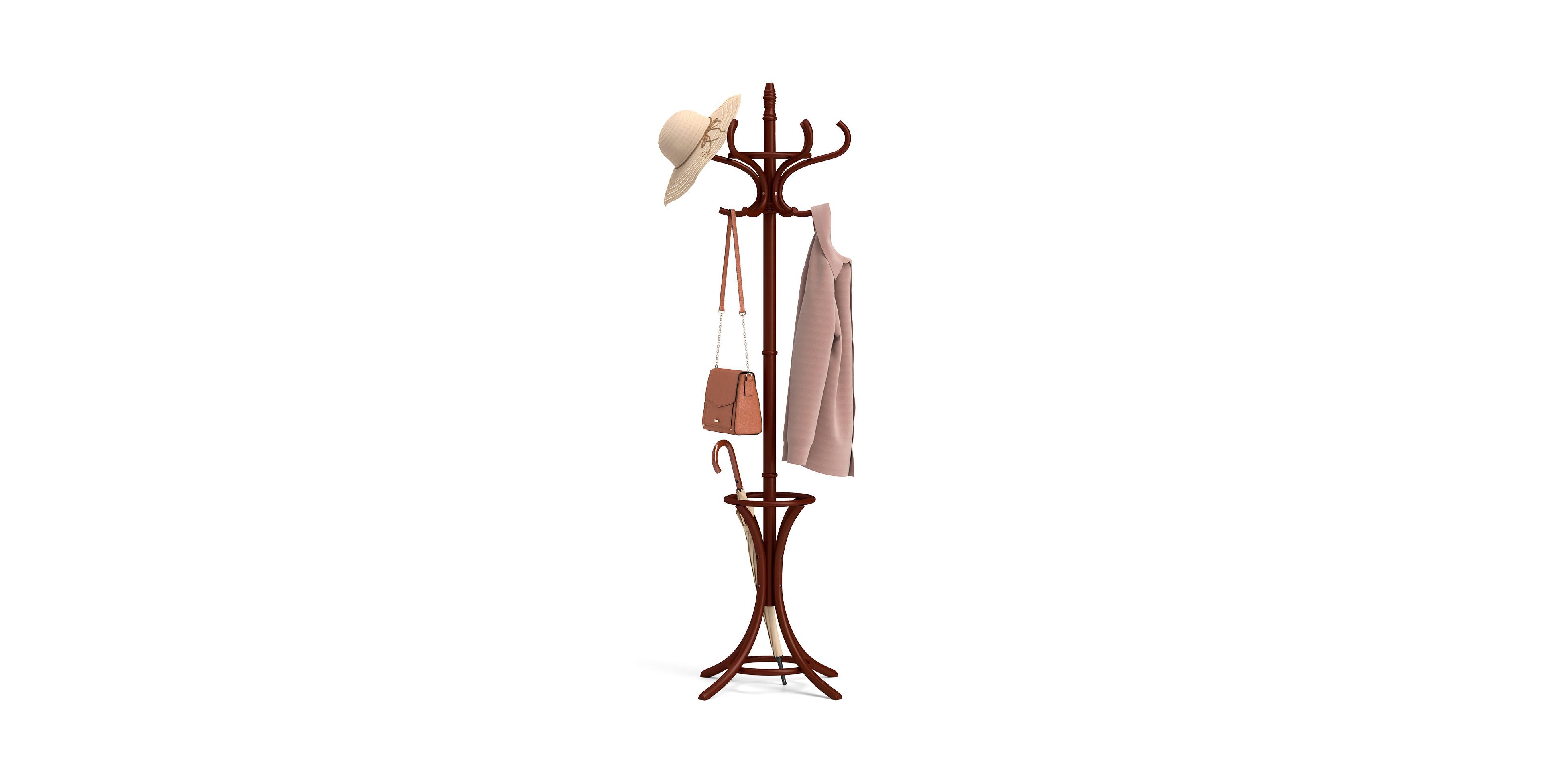 Mecale Wood Standing Hat Coat Rack with Umbrella Stand