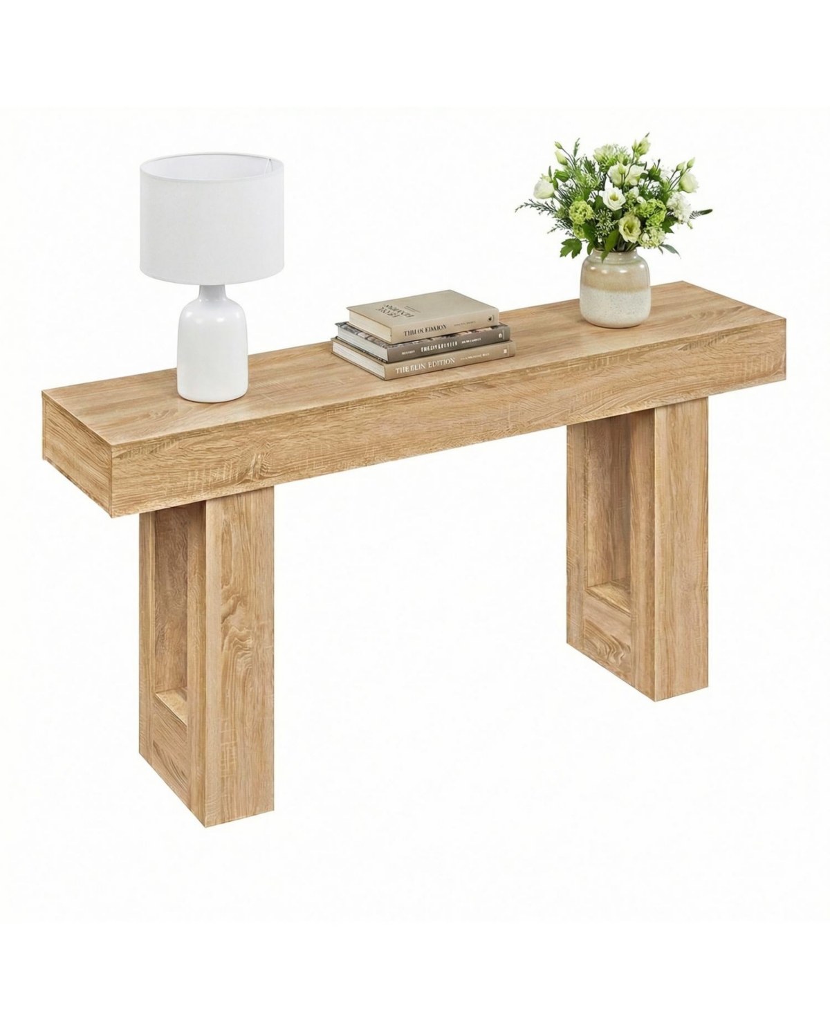 Mecale 63 Inches Long Console Table Farmhouse Entryway Table with Storage