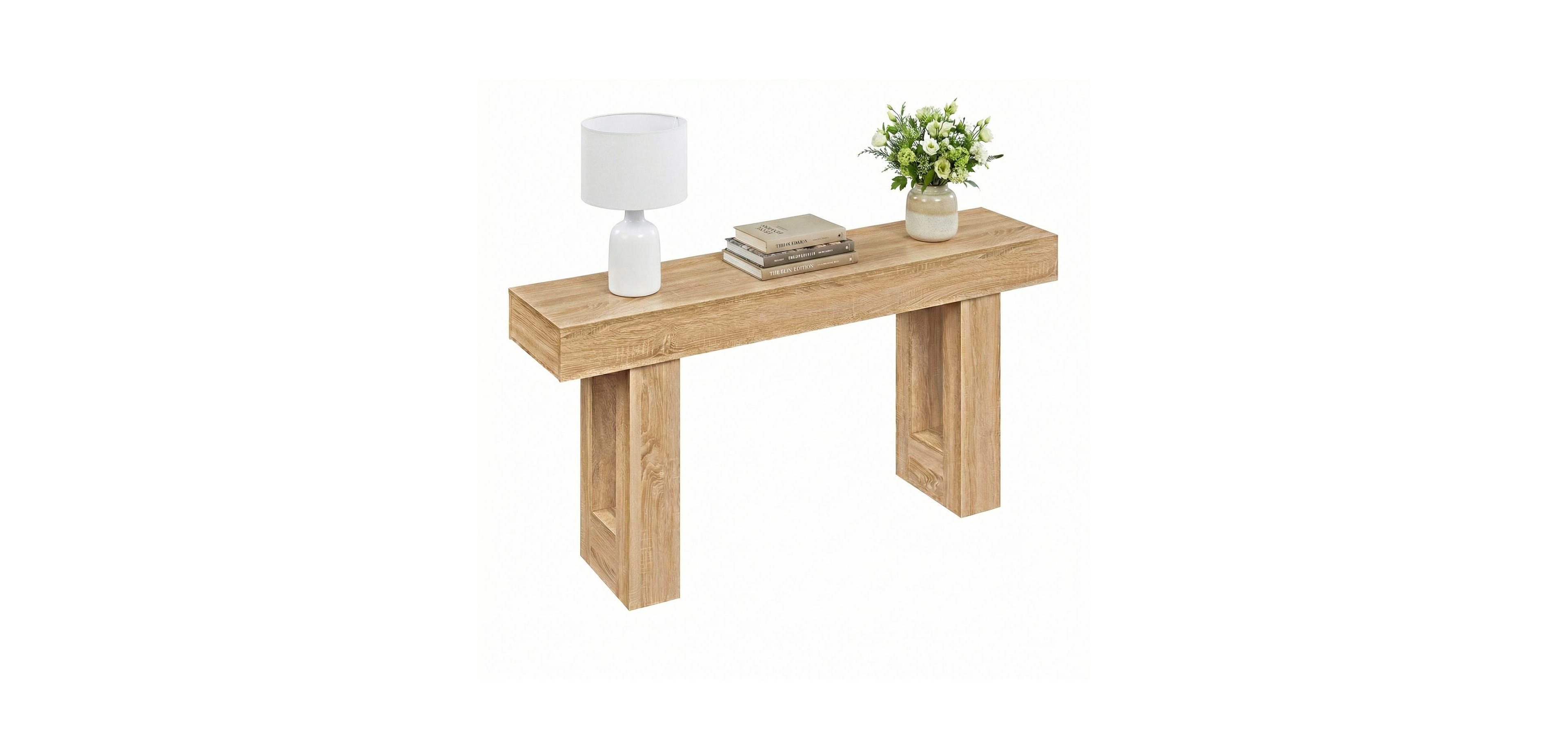 Mecale 63 Inches Long Console Table Farmhouse Entryway Table with Storage