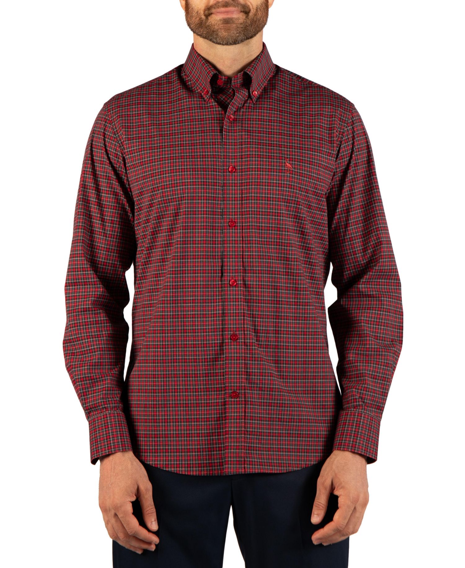 Men's Holiday Mini Tartan Long-Sleeve Shirt