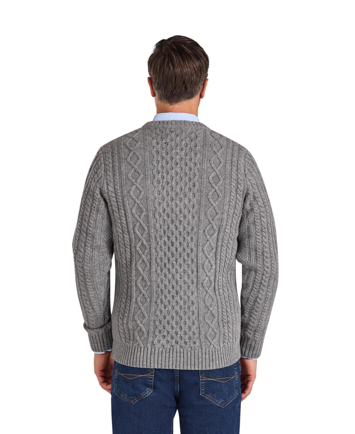 Мужской свитер Raging Bull Chunky Cable-Knit Relaxed-Fit Crewneck, цвет: Серый меланжевый — фото 3