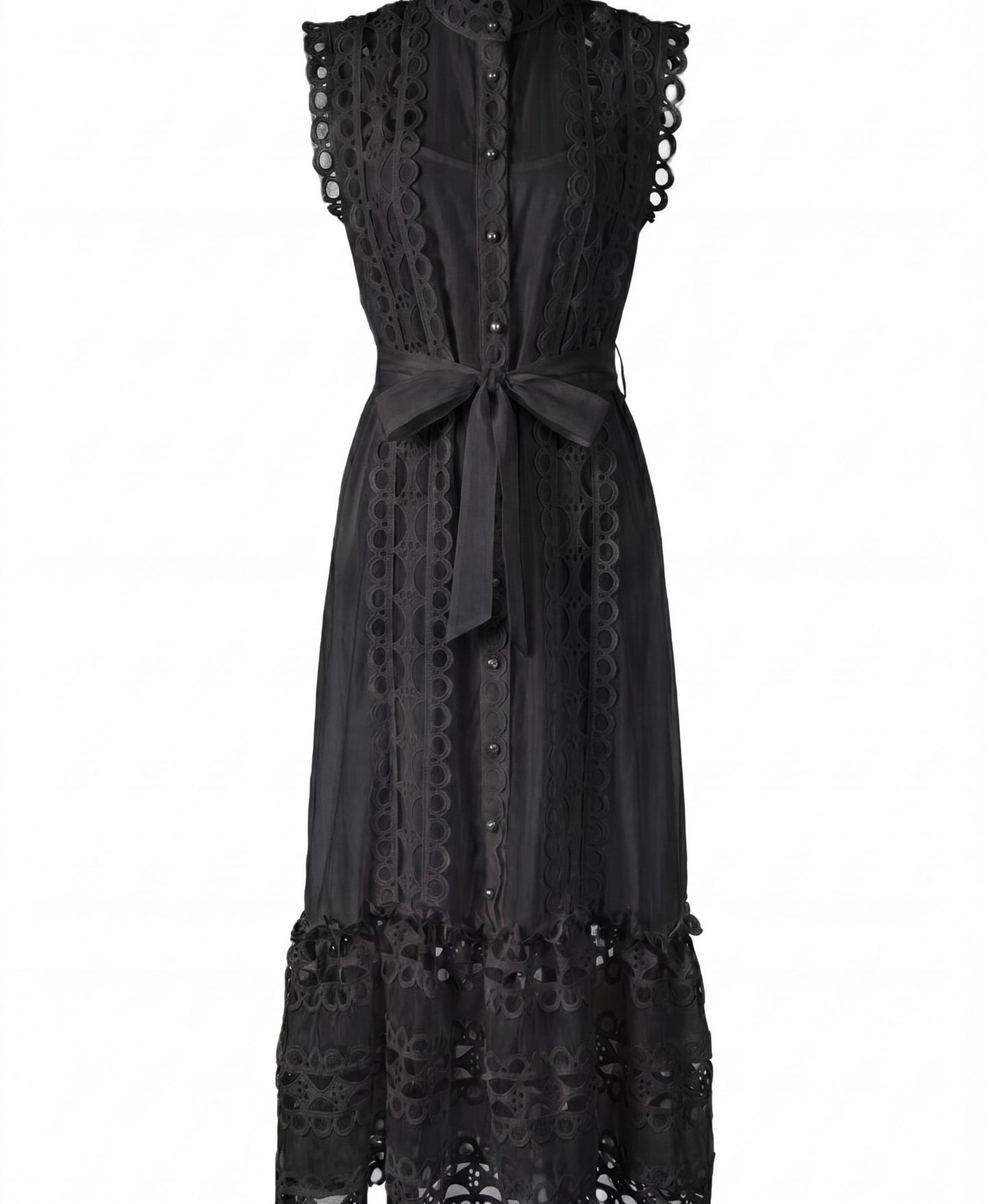 Женское платье Modenaire Sleeveless High-Neck Lace Overlay Maxi, цвет: Чёрный — фото 5