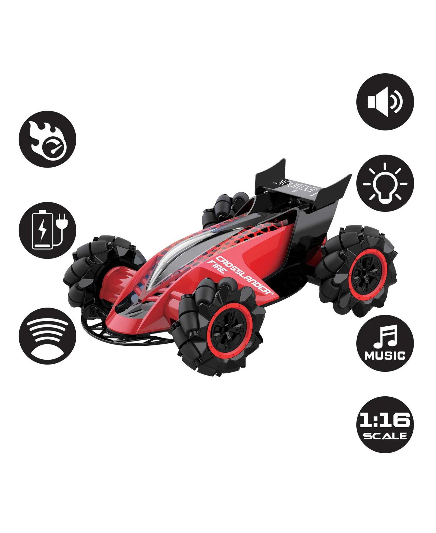 Детская игрушка Lexibook Crosslander Fire 4WD Gesture-Control Rechargeable Stunt Car, цвет: Красный — фото 2