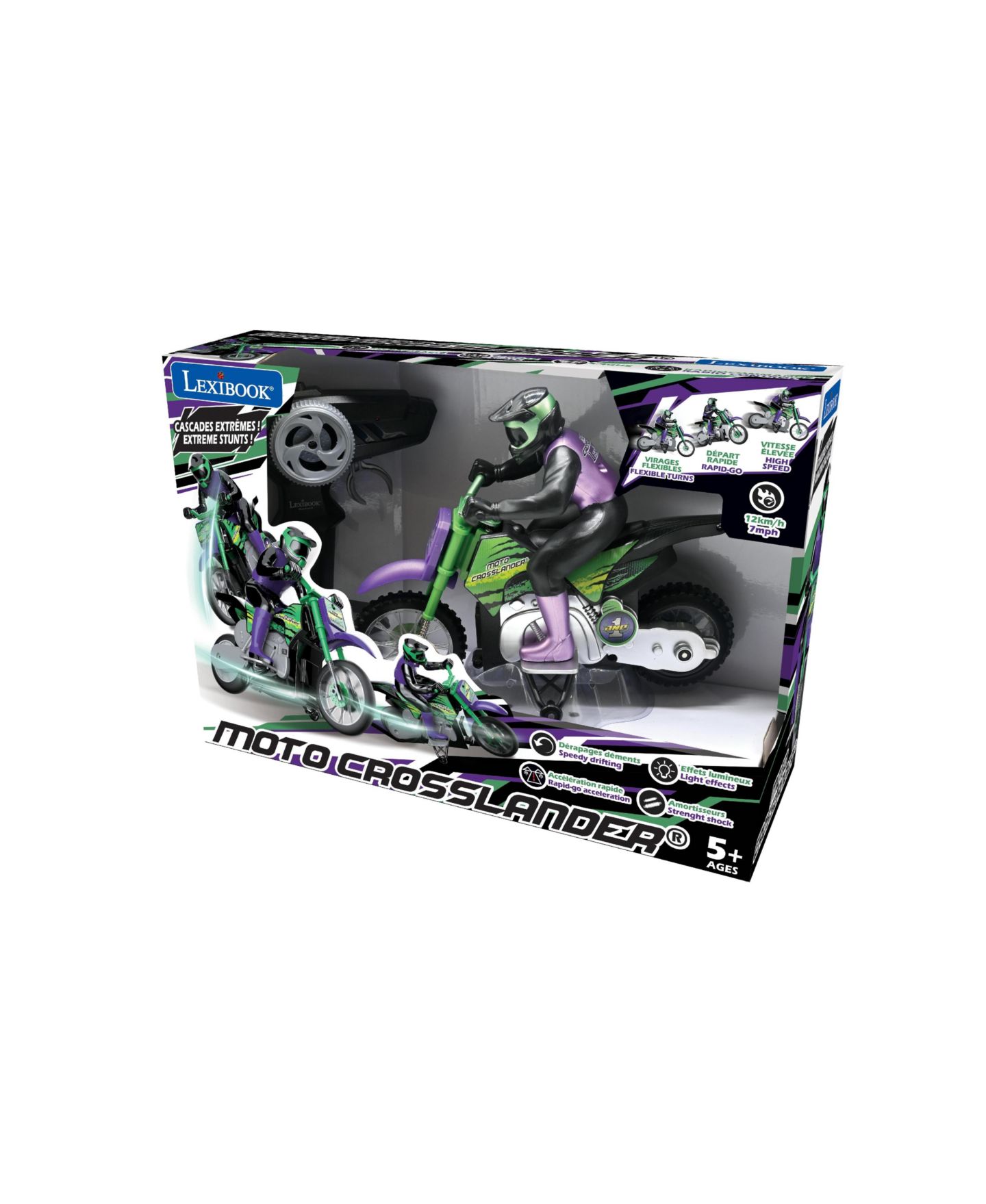Детская игрушка Lexibook Crosslander Rechargeable Light Effects Off-Road RC Motorcycle, цвет: Зелёный — фото 8