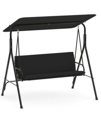 3-Seat Patio Swing Chair with Adjustable Tilting Canopy