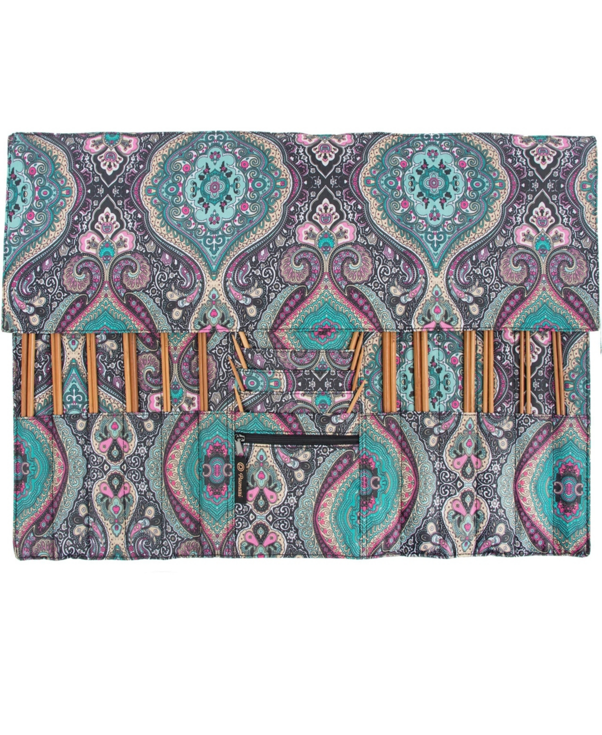 Aeelike Foldable Knitting Needles Organizer Case Large Storage Pockets