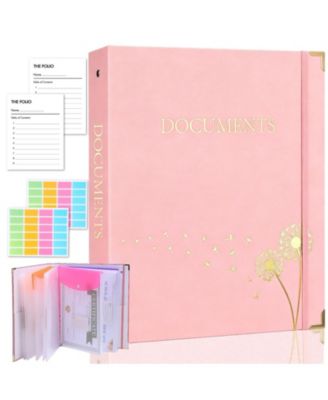 3 Ring Linen Binder Folio File Organizer 9 Pockets Labels Expanding Document Storage