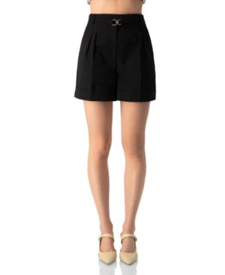 Women's High-Waist Tailored Wide-Leg Cuffed Shorts