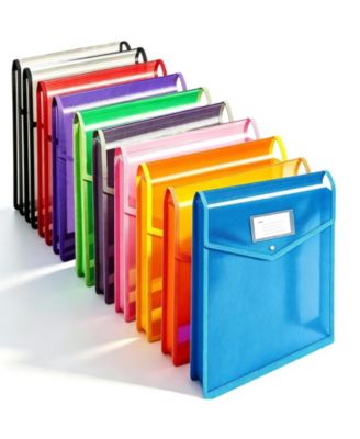 Polypropylene Expanding File Folder Accordion Pouch With Snap Button Label Pocket For Office School Organization