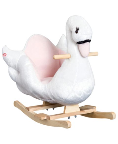 Детская мягкая игрушка Glintex Rocking Swan Plush Rocker with Music, Ages 18 Months+, цвет: Белый / Розовый