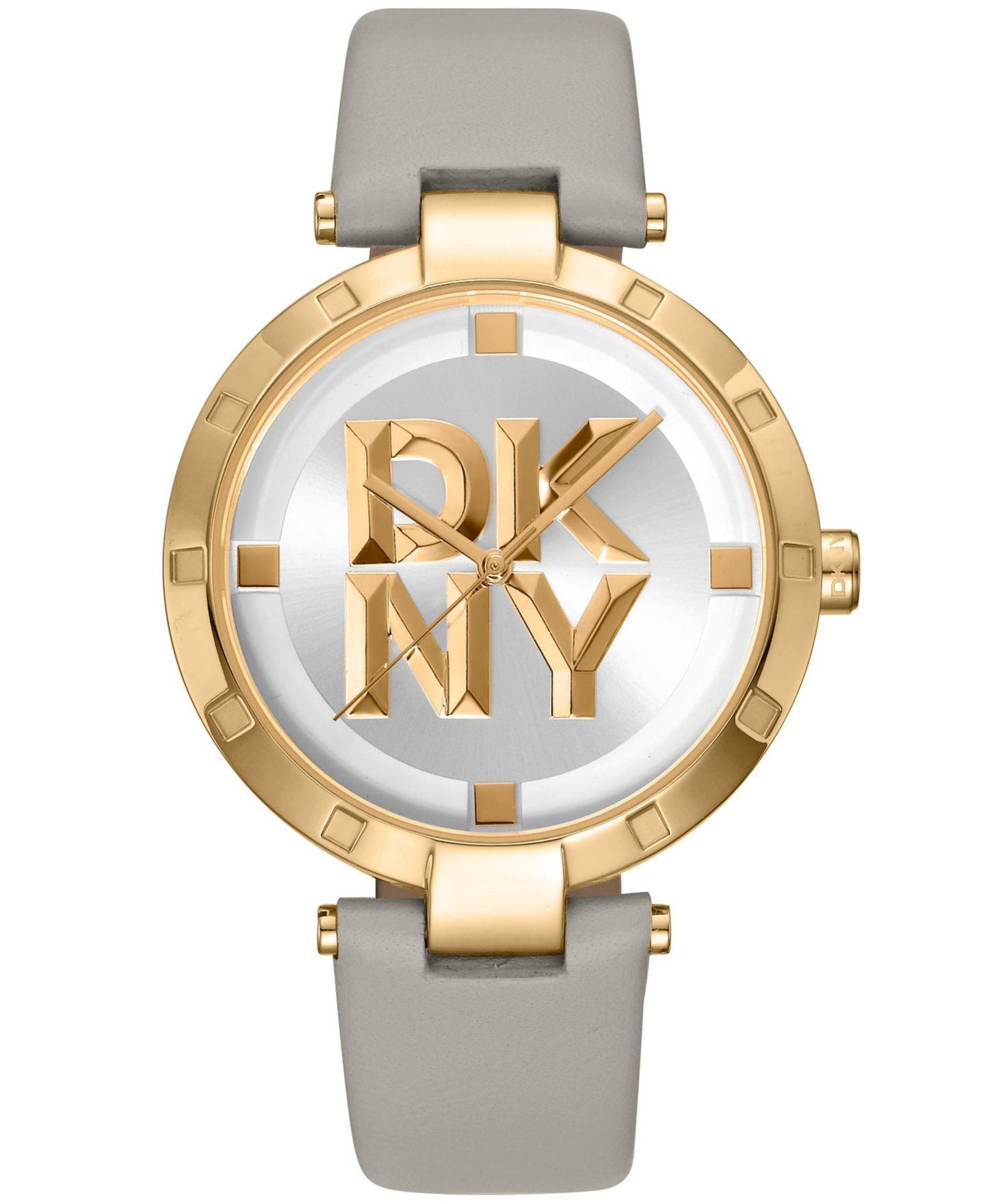 Женские часы DKNY Quartz Essential Logo Water-Resistant Leather Strap Watch, 38mm, цвет: Золотой — фото 1