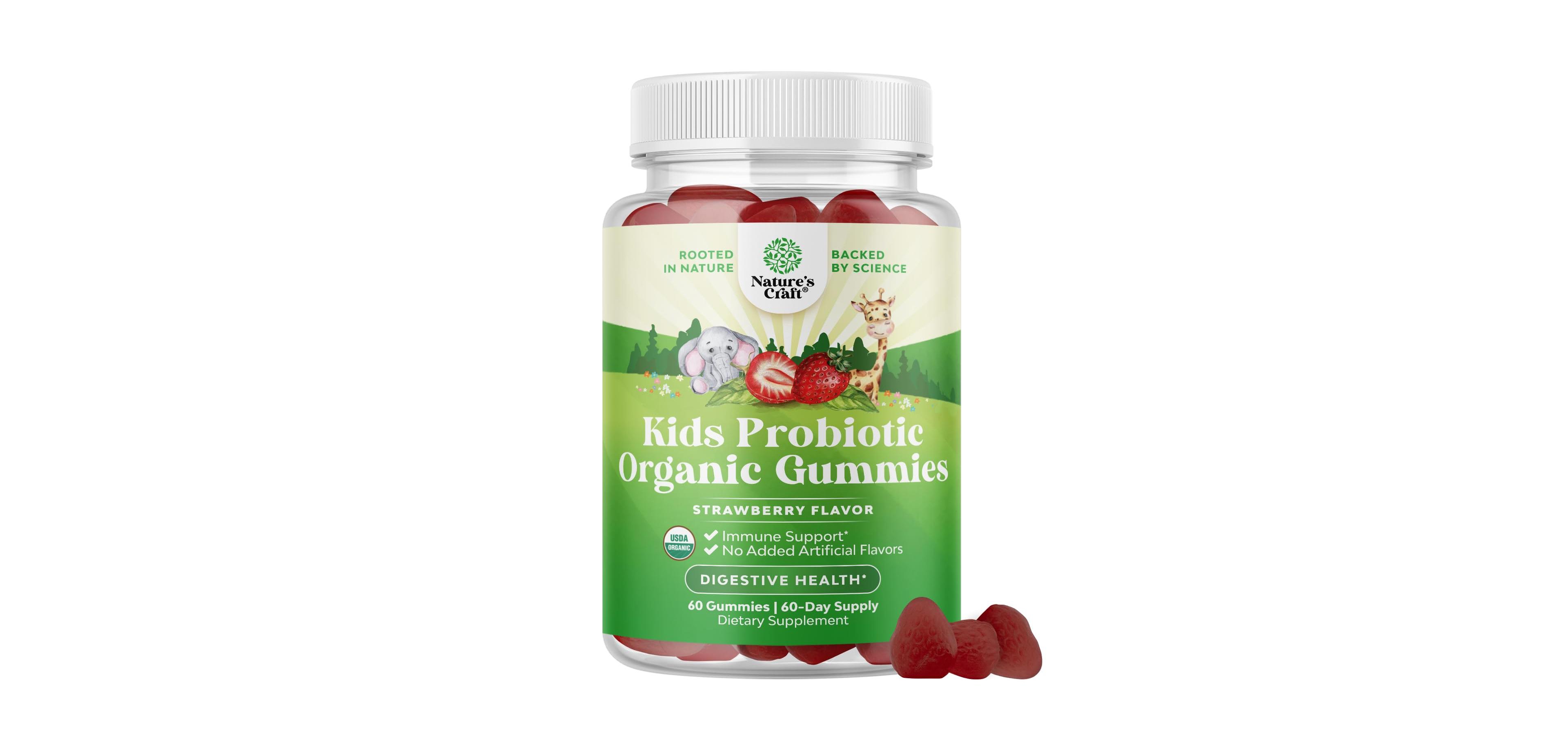 Nature's Craft Kids Probiotic Gummies 2.5 Billion Cfu Per Serving Chewable Probiotic Gummies for Kids 60 Count