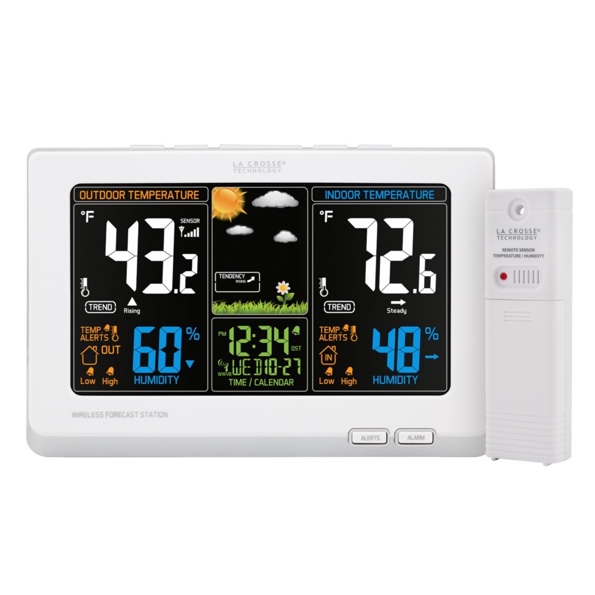 La Crosse Technology Wireless Atomic Digital Color Forecast 5.5" Weather Station Clock - White