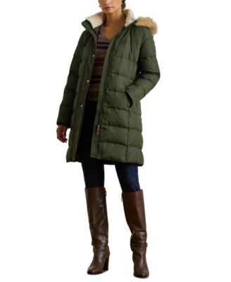 Women's Hooded Down Channel-Quilted Coat