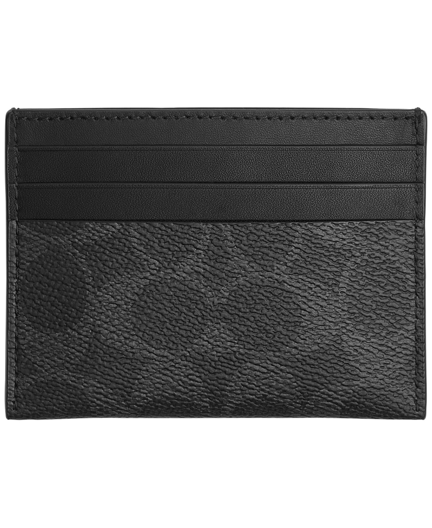 Мужской кошелёк COACH Signature Flat Leather Card Case, цвет: Чёрный — фото 2