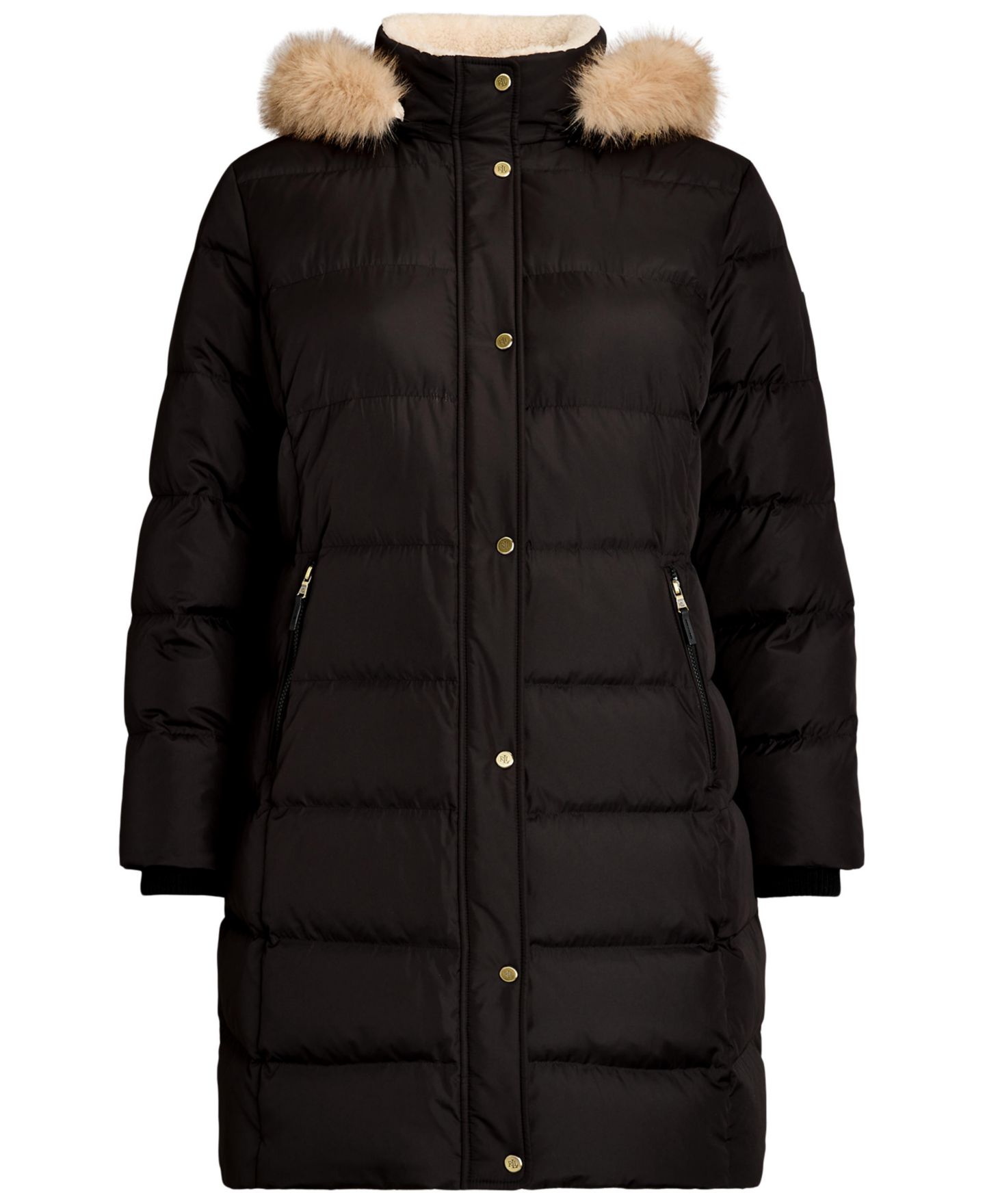 Женская куртка Lauren Ralph Lauren Faux-Fur Hooded Puffer Coat PXXS-3X, цвет: Чёрный — фото 9