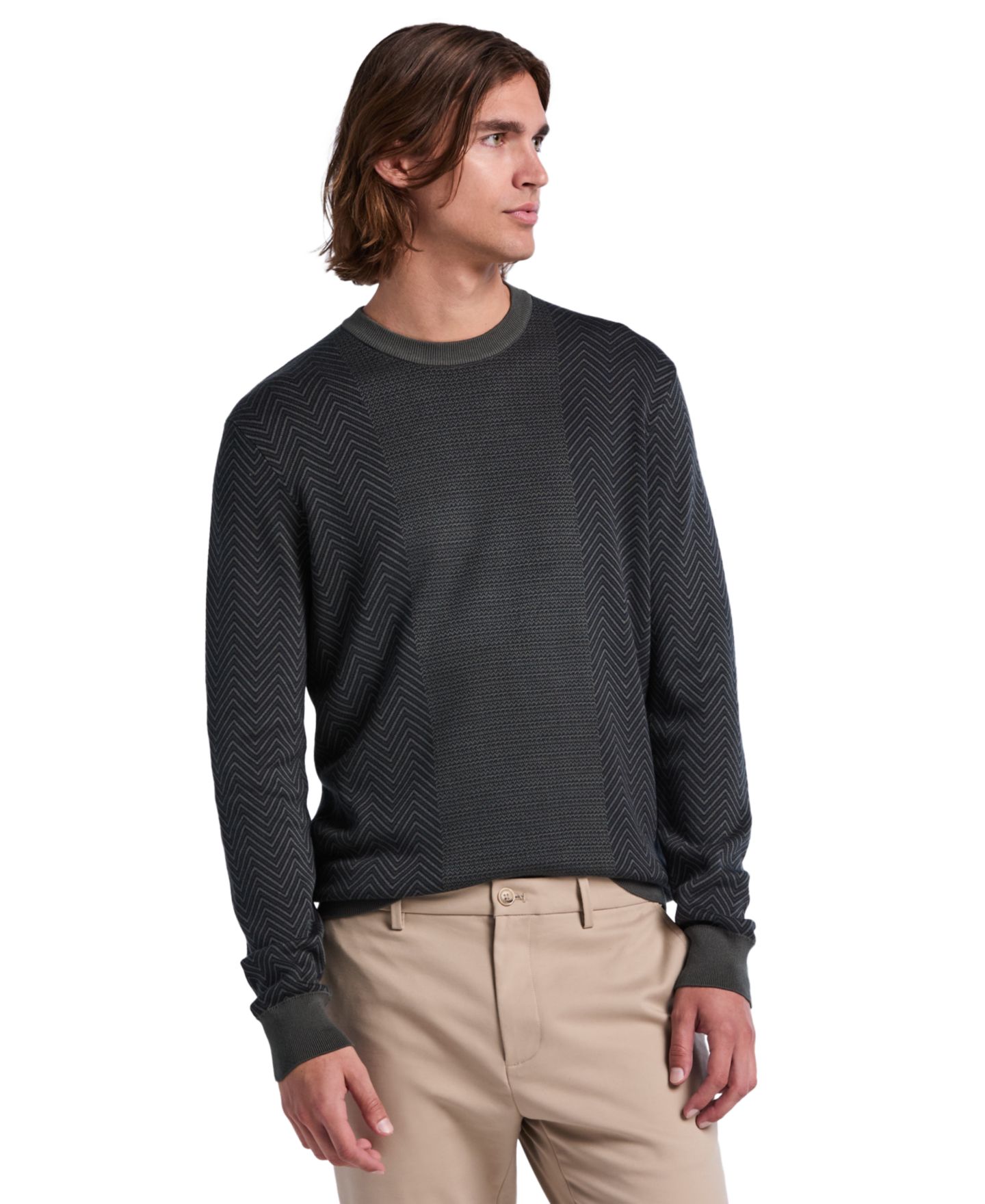 Мужской свитер Perry Ellis Stitch Mix Long-Sleeve Crewneck, цвет: Urban Chic — фото 1