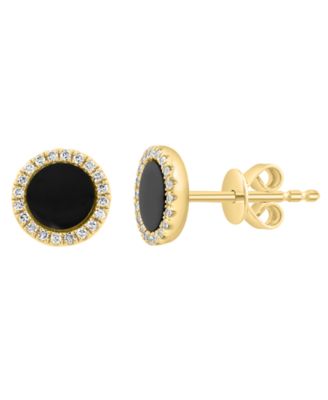 Diamond and Onyx Earrings (1/10 ct. t.w.) in 14K Yellow Gold