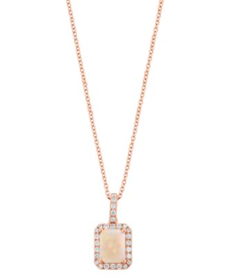 Diamond (1/4 ct. t.w.) and Opal (7/8 ct. t.w.) Pendant in 14K Rose Gold
