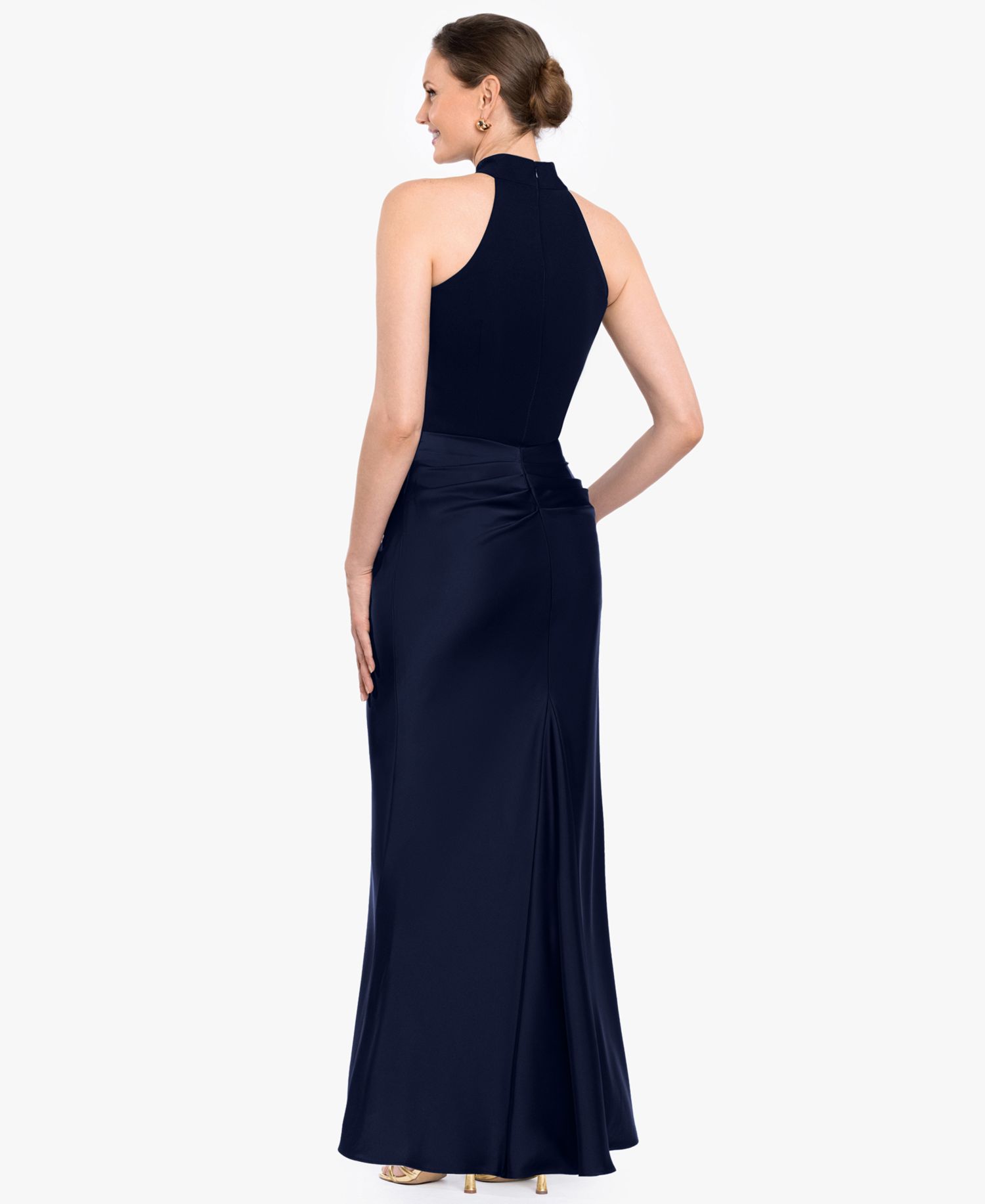 Women's Jamie Mock-Neck Satin Mermaid-Hem Gown