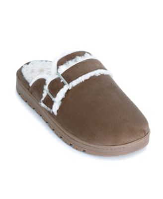 Women's Faux-Suede Buckle Scuff Memory Foam Slippers